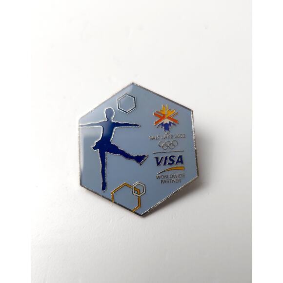 Vintage 2002 Lapel Pin Visa Worldwide Partner Figure Skater Salt Lake Olympics - Picture 1 of 2